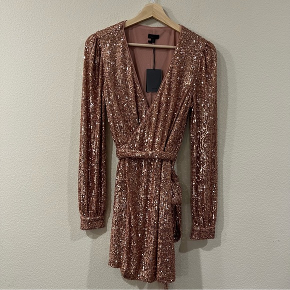 NBD Janet Gold Sequin Wrap Dress Size Small - Picture 2 of 9